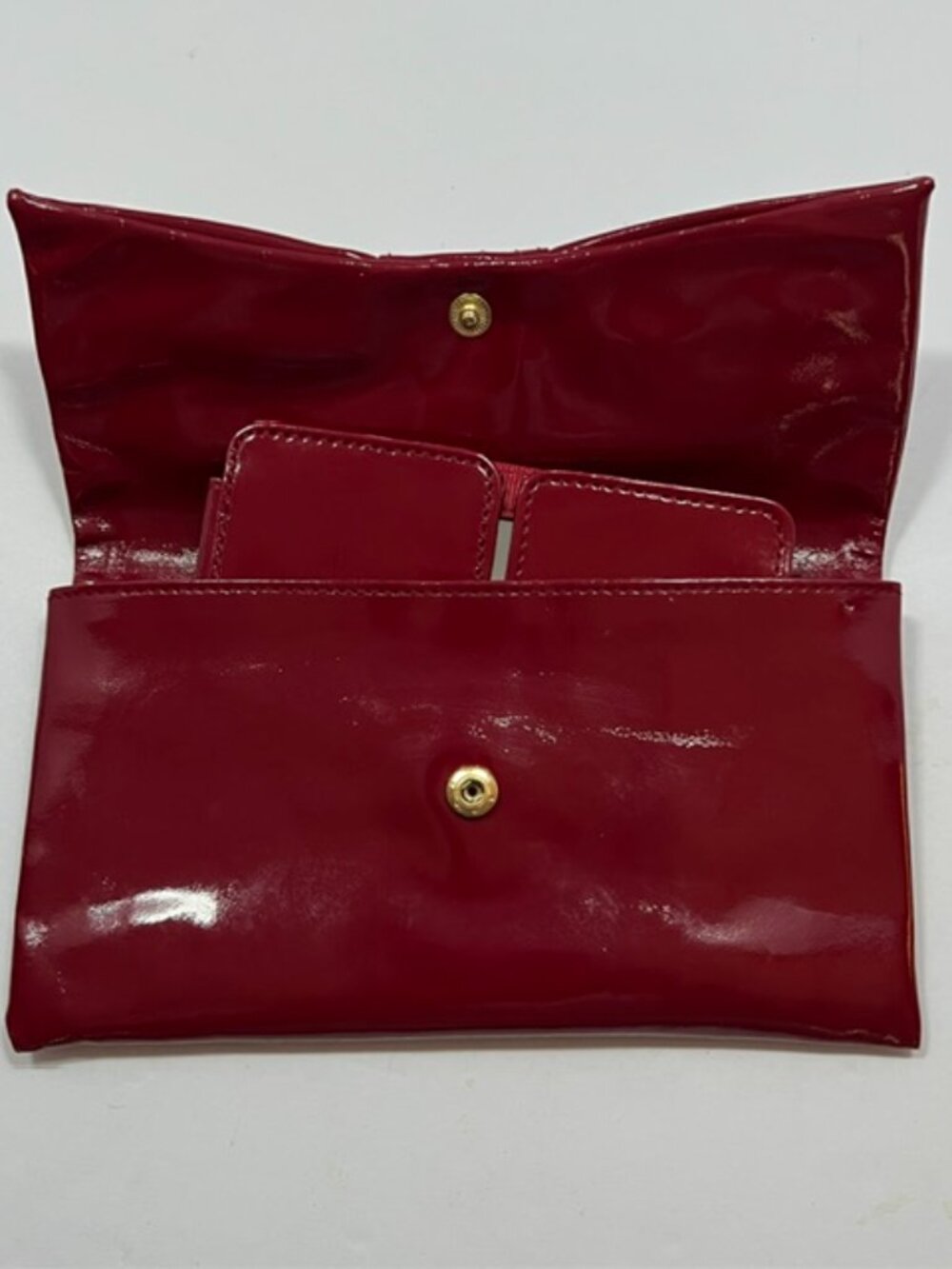 Estee Lauder Glossy Red Clutch with Mirror insert Patten-leather look Y2K Glam - Picture 5 of 9